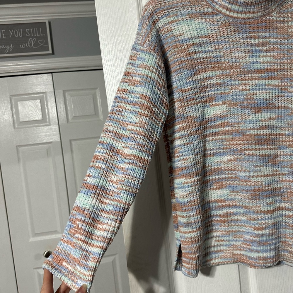 NWT Hippie Rose Multicolor Mock Neck Crocheted Sweater - Picture 6 of 16